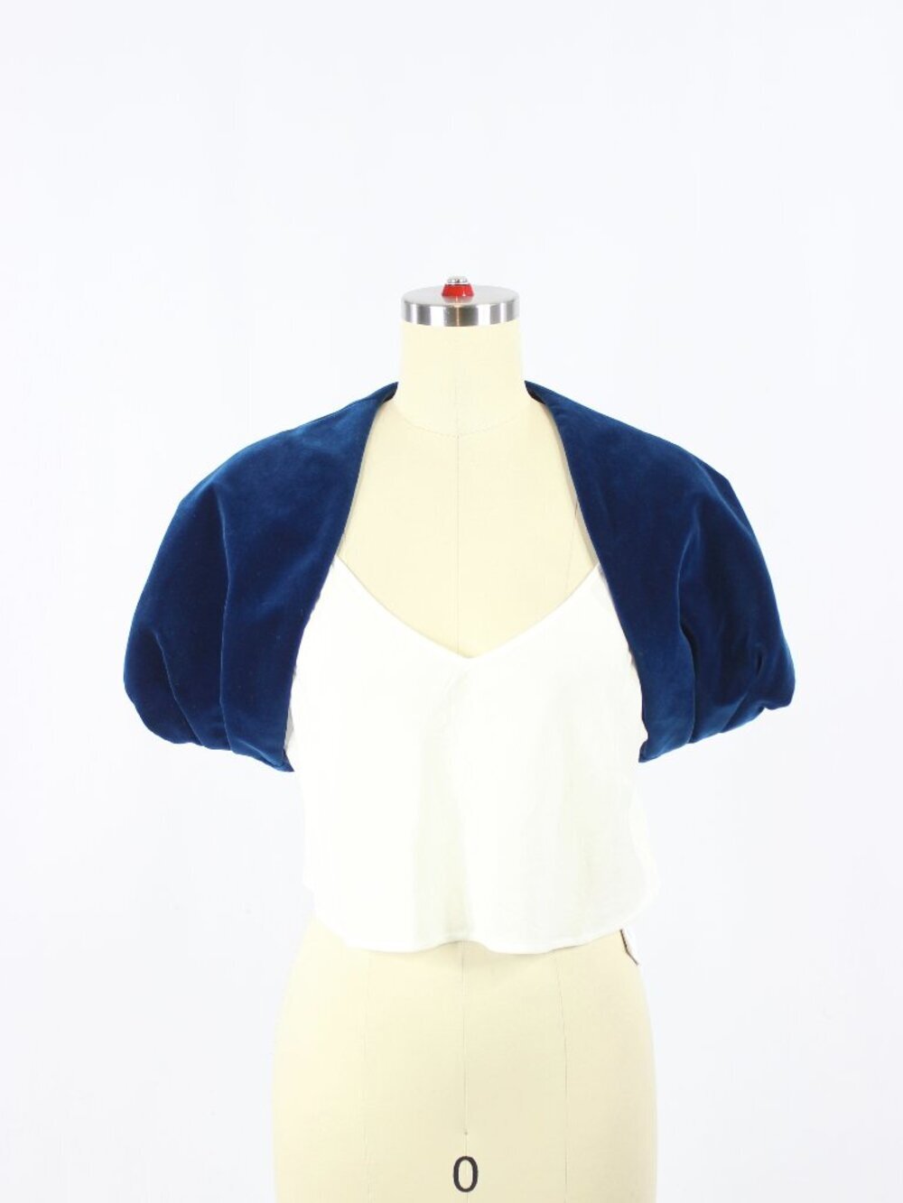 CAROLINA HERRERA Teal Blue 100% Cotton Velvet Silk Lined Bolero Jacket, Size 10